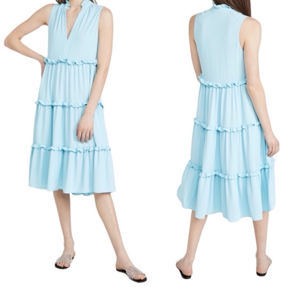 AMANDA UPRICHARD x Revolve Wilma Tiered Ruffle Midi Dress Ice Blue Size XS NWT